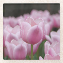 Pink tulip glass coaster ガラスコースター