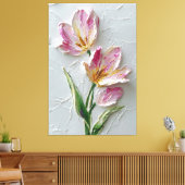 Pink Tulip Pair Texture Abstract Wall Art キャンバスプリント (インサイチュ (リビング))