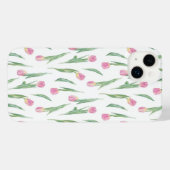 Pink Tulip Pattern – Soft Watercolor Floral  iPhoneケース (裏面横)