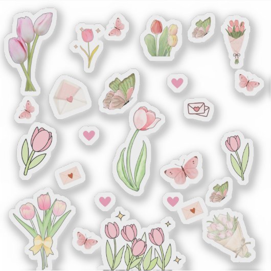 Pink Tulip Stickers シール (正面)