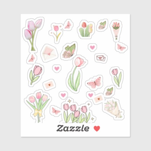 Pink Tulip Stickers シール (シート)
