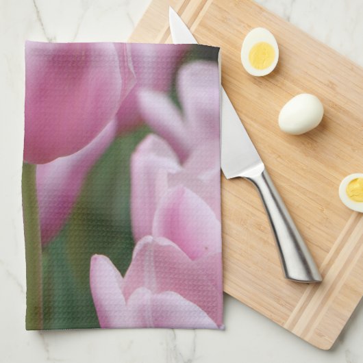 Pink tulip tea towel キッチンタオル (四つ折り)