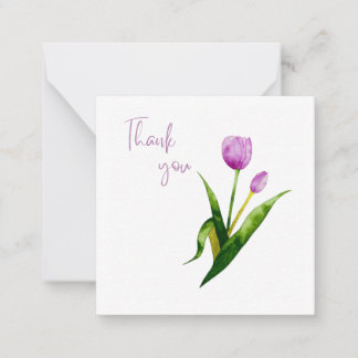 Pink Tulip Thank You Flat Notecard  ノートカード