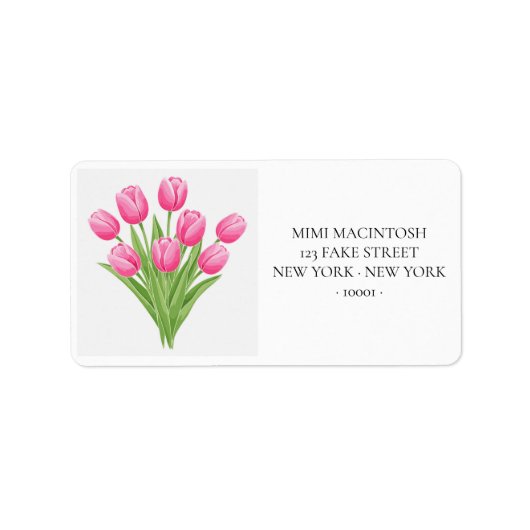 Pink Tulips Bouquet Address Labels ラベル (正面)