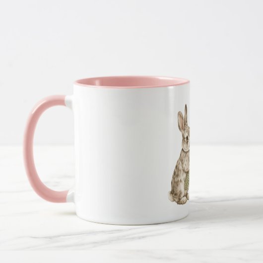 Pink Tulips Bunny Rabbit Easter Eggs Basket マグカップ (左)