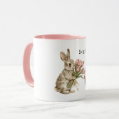 Pink Tulips Bunny Rabbit Easter Eggs Basket マグカップ (正面左)