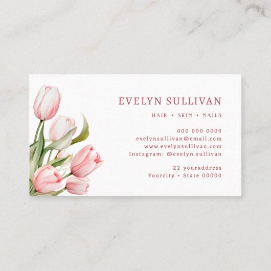 Pink tulips business card 名刺 (裏面)