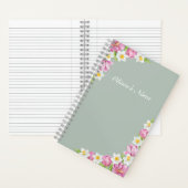 Pink Tulips & Daffodils Spring Flowers Notebook ノートブック (内側)