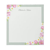 Pink Tulips & Daffodils Spring Flowers Notepad ノートパッド (正面)