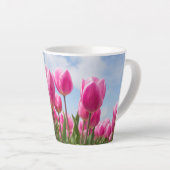 Pink Tulips Floral Mug – Nature Lover Gift カフェラテマグ (右アングル)