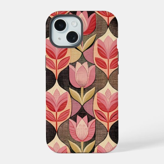 Pink Tulips iPhone 15ケース (裏面)