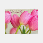 Pink Tulips Personalize フリースブランケット (正面(横))