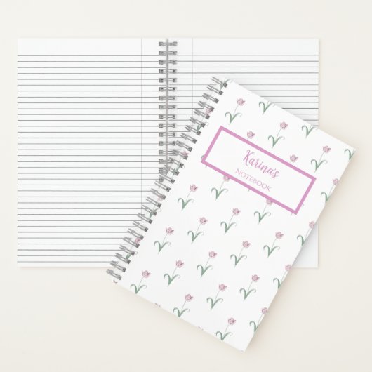Pink Tulips Personalized Journal Notebook ノートブック (内側)