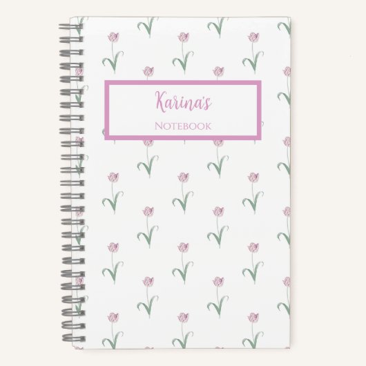 Pink Tulips Personalized Journal Notebook ノートブック (正面)