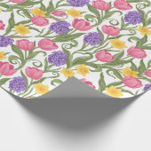 Pink Tulips, Yellow Daffodils, Purple Hyacinths ラッピングペーパー (角)