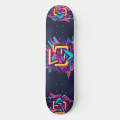 Pink, Türkis, Gelb Abstraktes Graffiti Skateboardd スケートボード (正面)