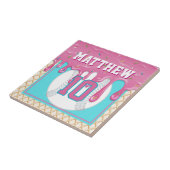 Pink & Turquoise Baseball Drip タイル (側面)