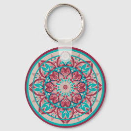 Pink & Turquoise Boho Mandala  キーホルダー
