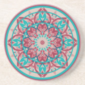 Pink & Turquoise Boho Mandala   コースター (正面)