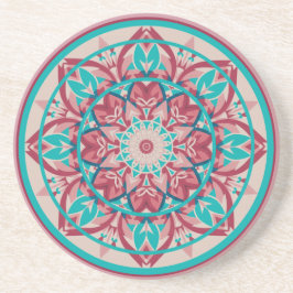 Pink & Turquoise Boho Mandala   コースター