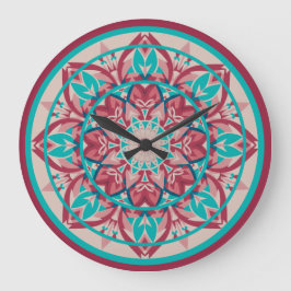 Pink & Turquoise Boho Mandala  Large Clock ラージ壁時計