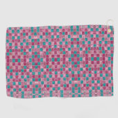 Pink Turquoise Glitter Mosaic Sparkly Glam ゴルフタオル (横)