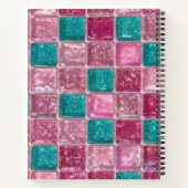 Pink Turquoise Glitter Mosaic Sparkly Glam ノートブック (裏面)