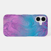 Pink & Turquoise Marble Art Phone Case iPhone 16ケース (裏面横)