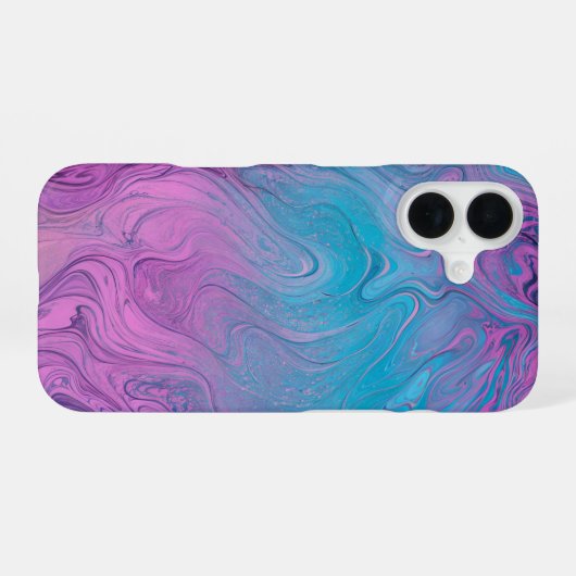 Pink & Turquoise Marble Art Phone Case iPhone 16ケース (裏面横)