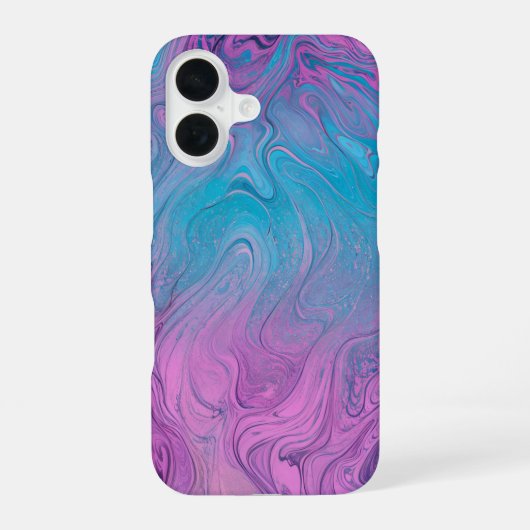 Pink & Turquoise Marble Art Phone Case iPhone 16ケース (裏面)