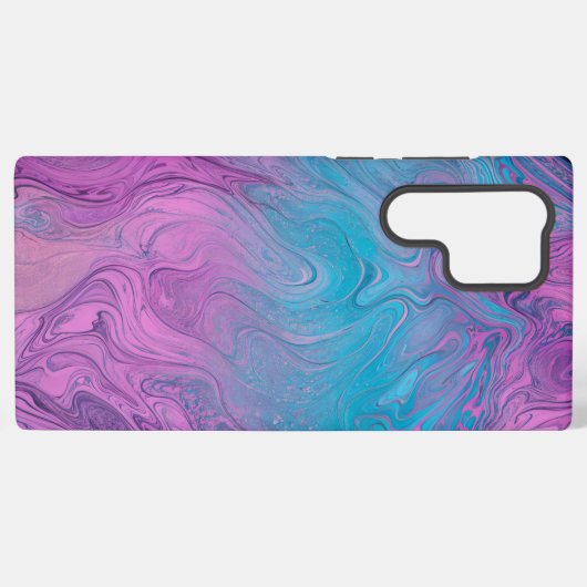 Pink & Turquoise Marble Art Phone Case Samsung Galaxyケース (裏面横)