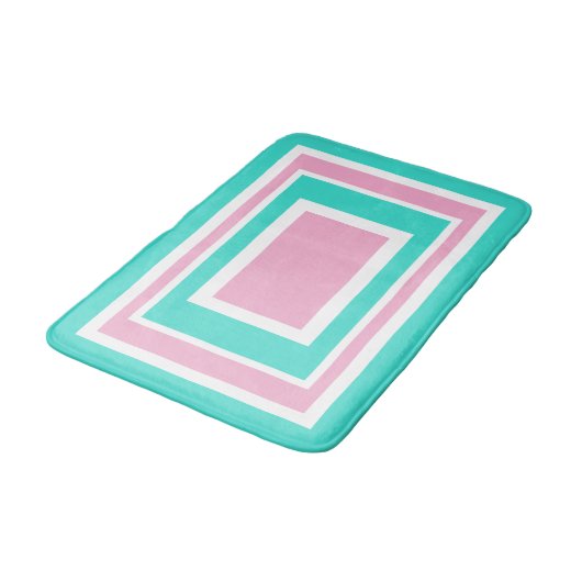 Pink Turquoise White Geometric バスマット (アングル)