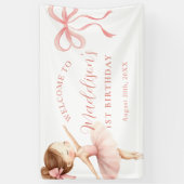 Pink Tutu Ballerina Ballet Dancer Girl Birthday 横断幕 (縦)