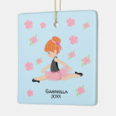 Pink Tutu Red Haired Ballerina Christmas セラミックオーナメント (左)