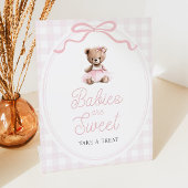 Pink Tutu Teddy Bear Baby Shower Sweets Table 台座サイン