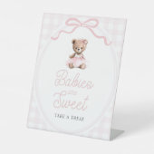Pink Tutu Teddy Bear Baby Shower Sweets Table 台座サイン (正面)