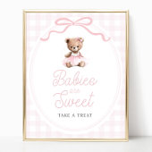 Pink Tutu Teddy Bear Baby Shower Sweets Table Sign ポスター