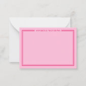Pink Two Border Minimalist Name Monogram ノートカード (正面)