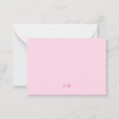 Pink Two Border Minimalist Name Monogram ノートカード (裏面)