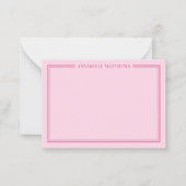 Pink Two Border Minimalist Name Monogram ノートカード (正面)