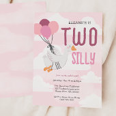 Pink Two Silly Goose 2nd Birthday 招待状