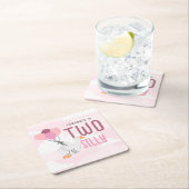 Pink Two Silly Goose 2nd Birthday Party スクエアペーパーコースター (インサイチュ)