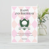  Pink Two Sweet Girls Golf Happy 2nd Birthday カード (スタンド正面)