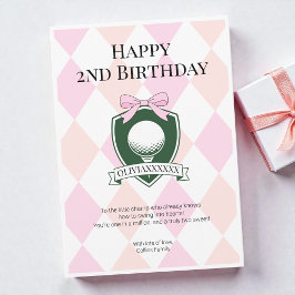  Pink Two Sweet Girls Golf Happy 2nd Birthday カード