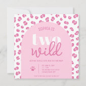 Pink Two Wild Girl Second Birthday Invitation 招待状 (正面)