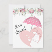 Pink Umbrella Baby Shower Digital Download Invite 招待状 (正面)