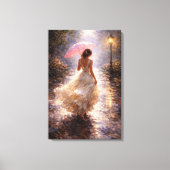 Pink Umbrella: Impasto Style キャンバスプリント (正面)