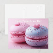 Pink und Violete Macarones mit Herzen Valentinstag ポストカード (正面/裏面)