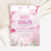 Pink Under the Sea Baby Shower 招待状