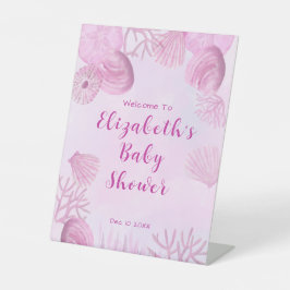 Pink Under The Sea Baby Shower Welcome  台座サイン